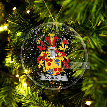 Tartan Vibes Clothing Courtney Irish Clan Christmas Glass Ornament with Coat of Arms