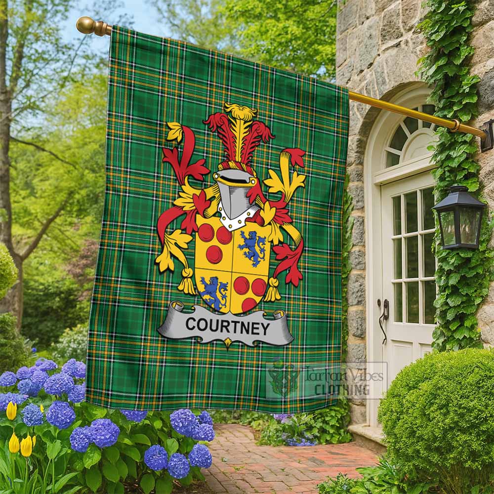 Courtney Irish Clan Tartan Flag with Coat of Arms