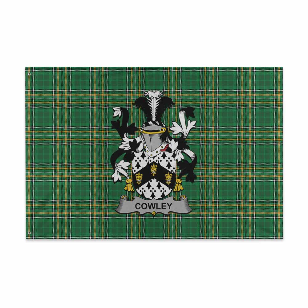 Tartan Vibes Clothing Cowley Irish Clan Tartan House Flag with Coat of Arms