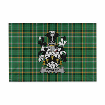 Tartan Vibes Clothing Cowley Irish Clan Tartan House Flag with Coat of Arms
