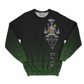 Tartan Vibes Clothing Cox Irish Clan Sweatshirt with Coat of Arms Erin Go Bragh Celtic Inspired