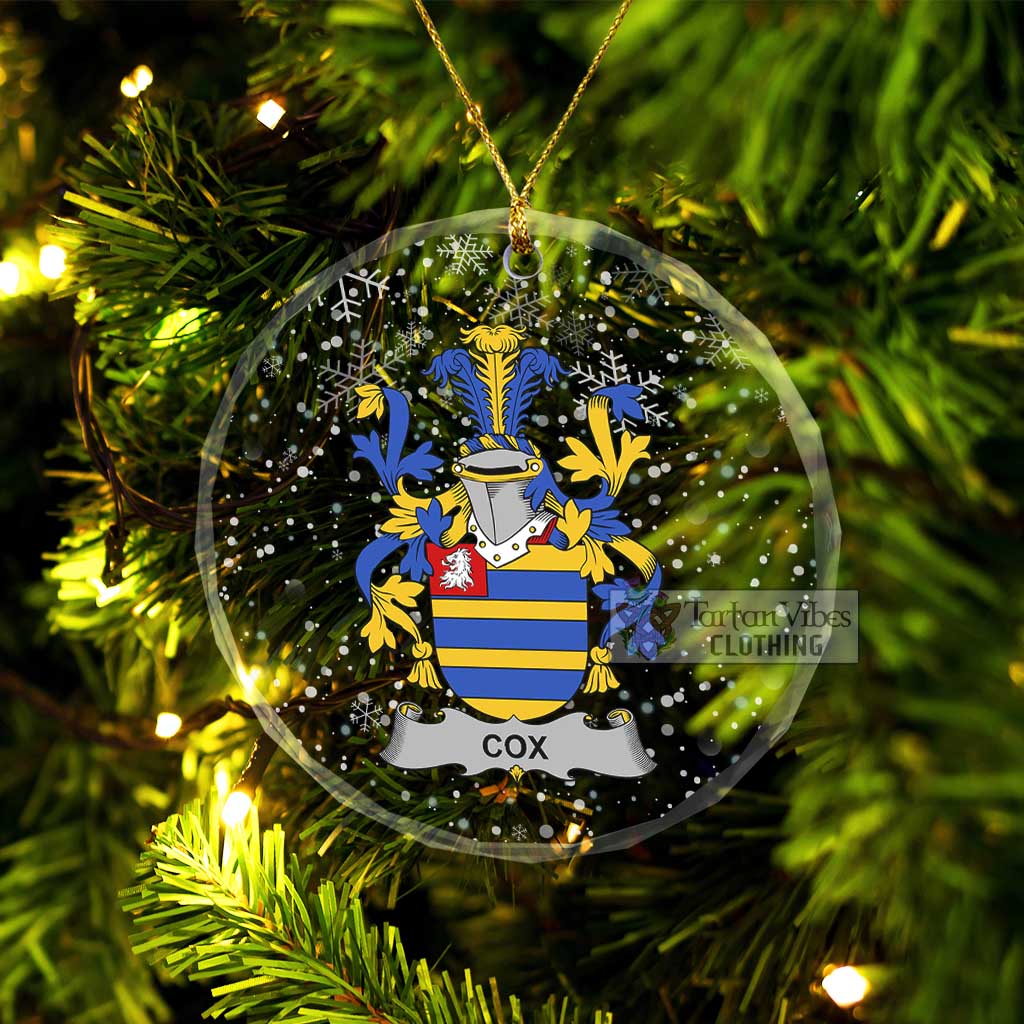 Cox Irish Clan Christmas Glass Ornament with Coat of Arms Transparent Glass Circle - 2D-tartanvibesclothing