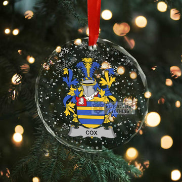 Cox Irish Clan Christmas Glass Ornament with Coat of Arms