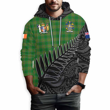 Tartan Vibes Clothing Coyle Irish Clan Tartan Hoodie with Coat of Arms New Zealand Silver Fern Half Style