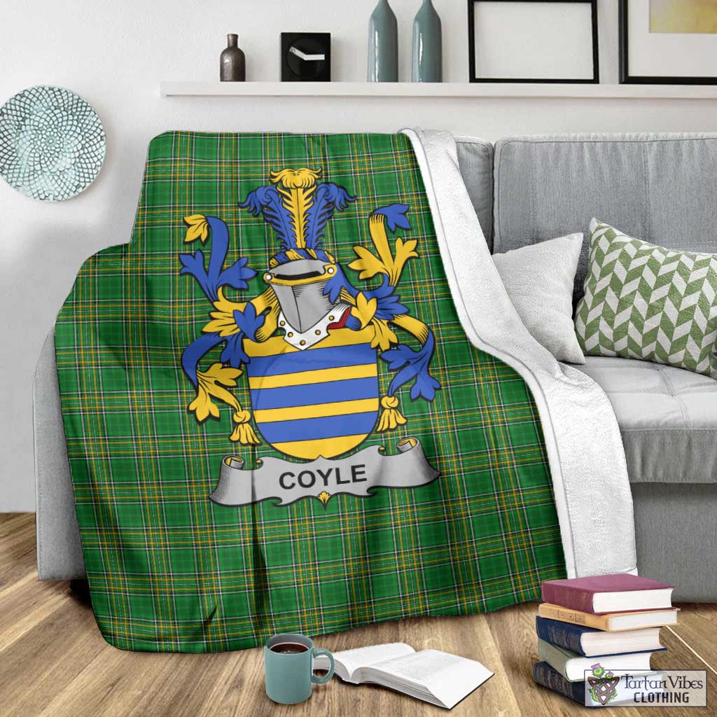 Tartan Vibes Clothing Coyle Irish Clan Tartan Blanket with Coat of Arms