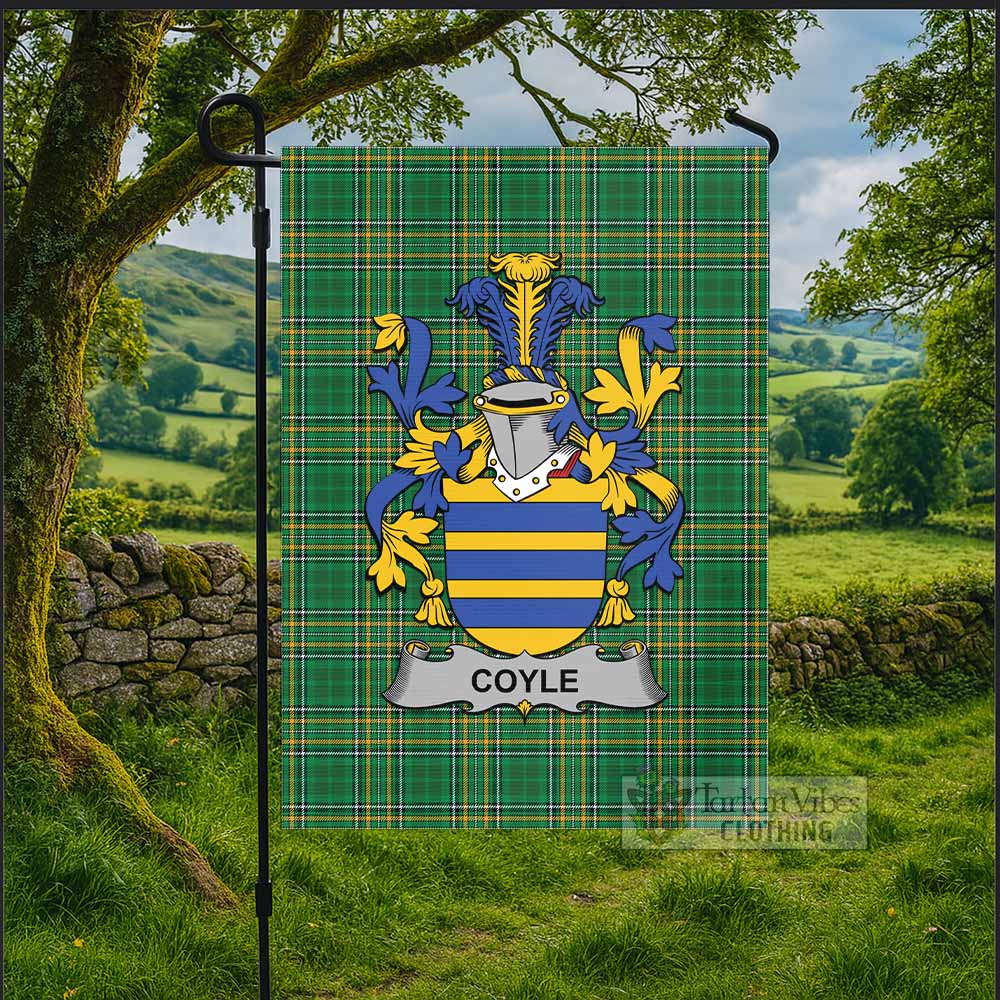 Coyle Irish Clan Tartan Flag with Coat of Arms