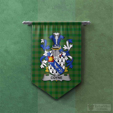 Coyne Irish Clan Tartan Gonfalon, Tartan Banner with Coat of Arms