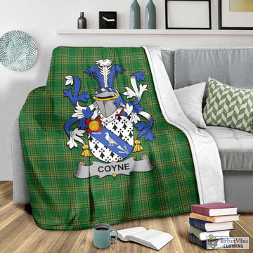 Tartan Vibes Clothing Coyne Irish Clan Tartan Blanket with Coat of Arms