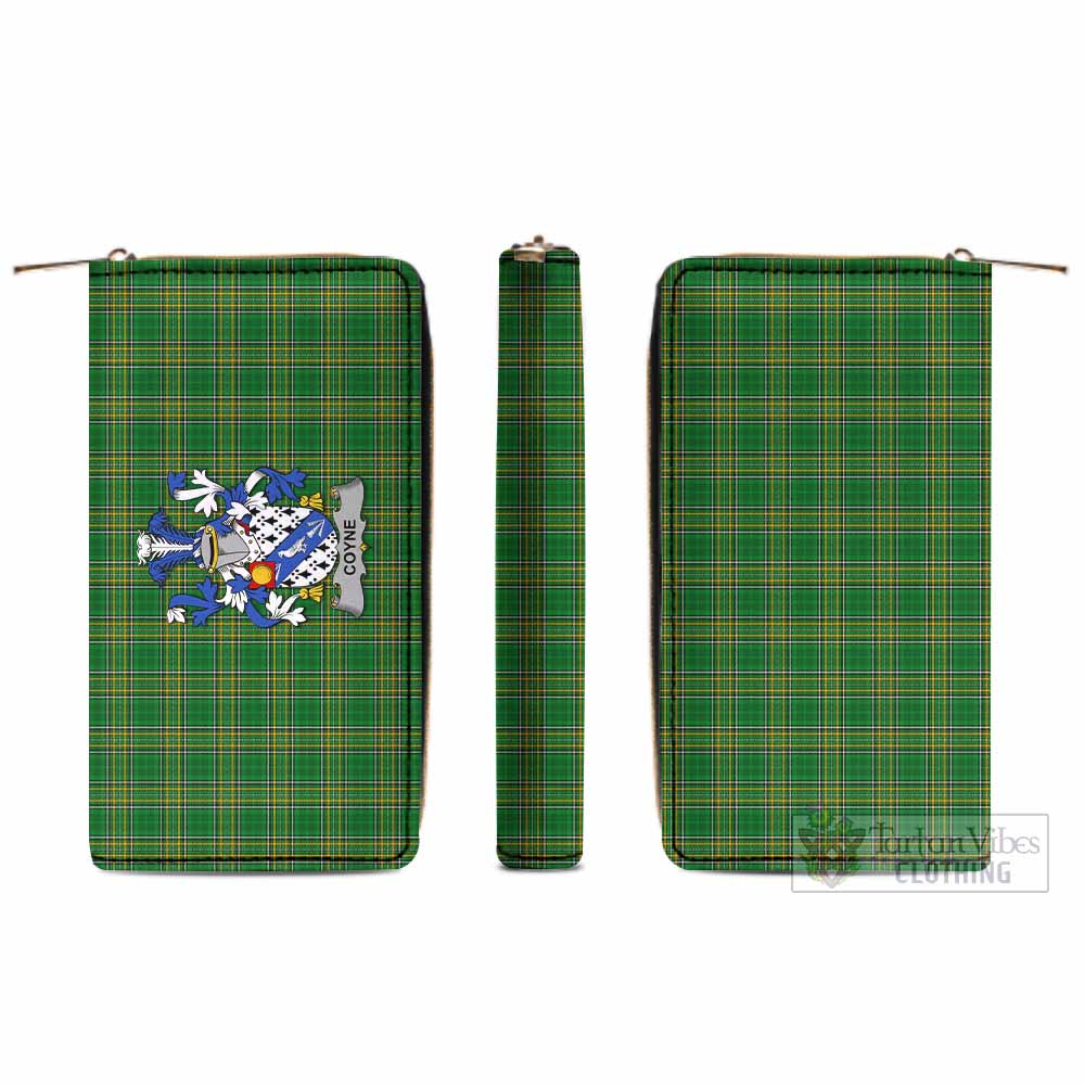 Tartan Vibes Clothing Coyne Irish Clan Tartan Women's Leather Wallet with Coat of Arms