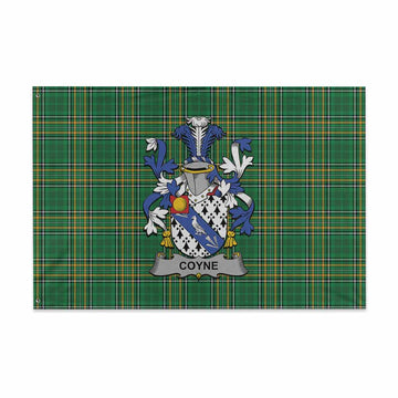 Coyne Irish Clan Tartan House Flag with Coat of Arms