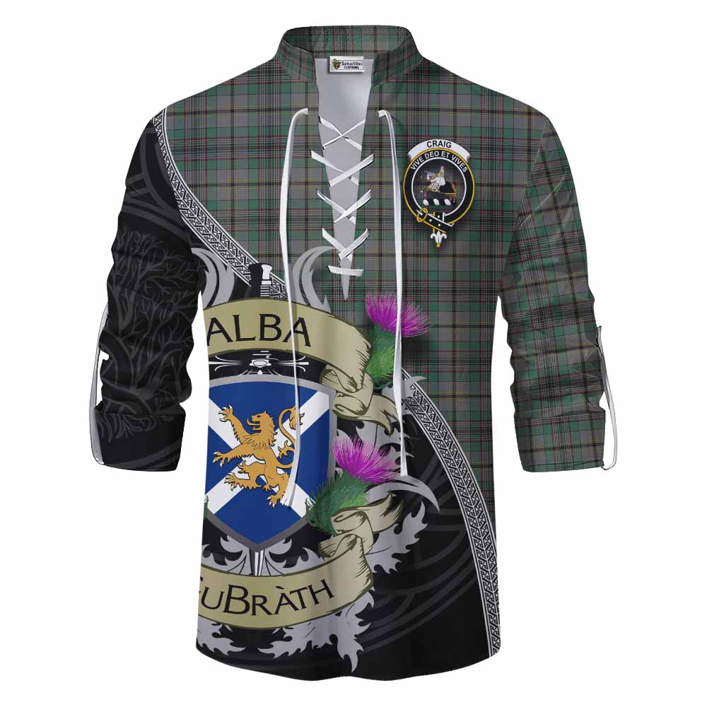 Tartan Vibes Clothing Craig Tartan Family Crest Ghillie Kilt Shirt Lion Rampant Royal Thistle Shield Celtic Inspired