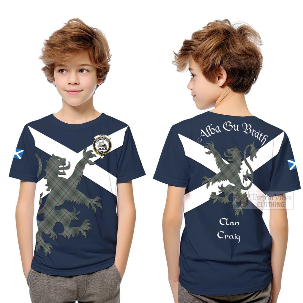 Tartan Vibes Clothing Craig Tartan Lion Rampant Kid T-Shirt – Proudly Display Your Heritage with Alba Gu Brath and Clan Name
