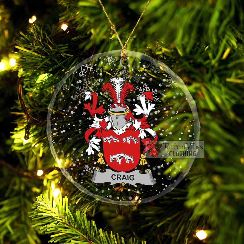 Craig Irish Clan Christmas Glass Ornament with Coat of Arms Transparent Glass Circle - 2D-tartanvibesclothing