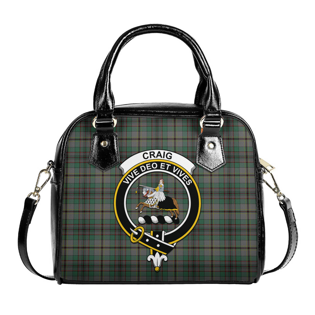 Craig Tartan Shoulder Handbags with Family Crest One Size 6*25*22 cm - Tartanvibesclothing