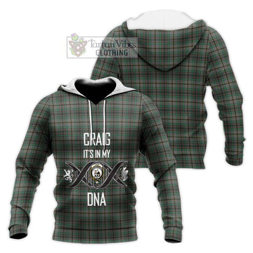 Craig Tartan Knitted Hoodie with Family Crest DNA In Me Style