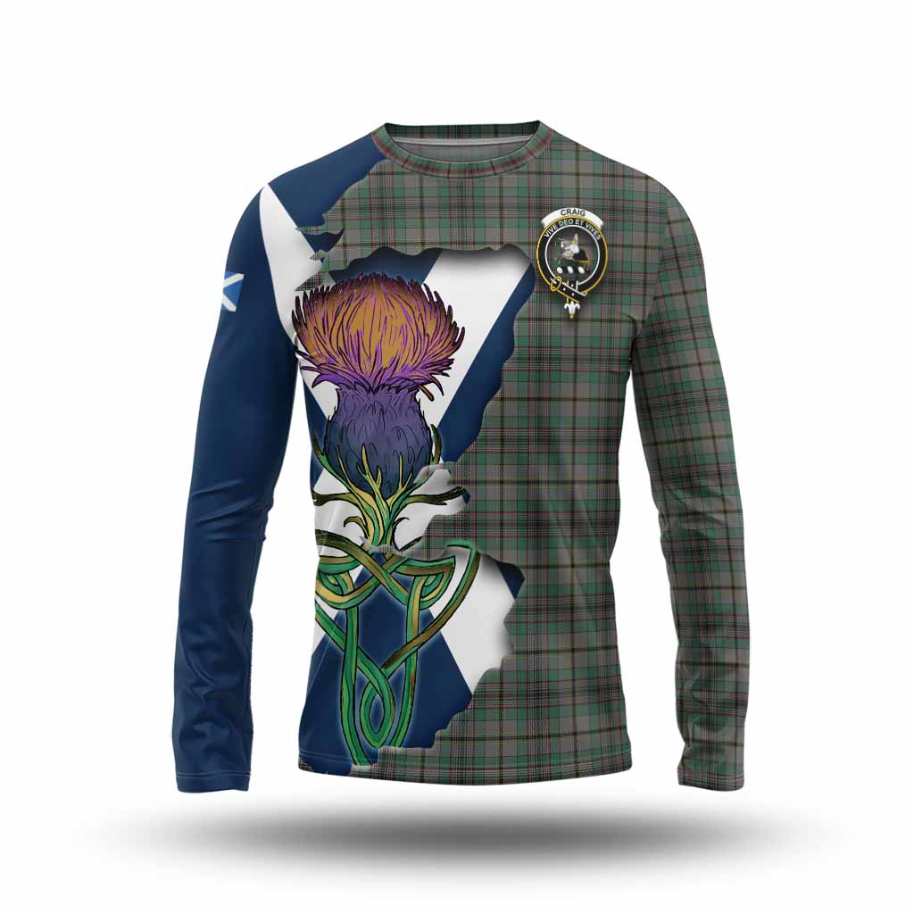 Tartan Vibes Clothing Craig Tartan Family Crest Long Sleeve T-Shirt Scottish Thistle Celtic Inspired