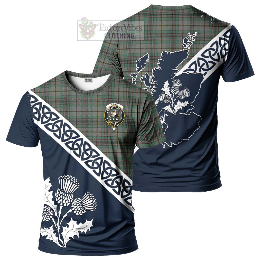 Craig Tartan T-Shirt Featuring Thistle and Scotland Map Kid's Shirt - Tartanvibesclothing Store