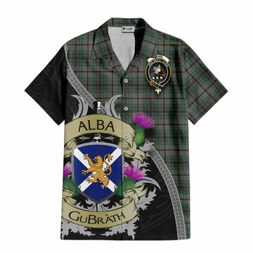 Tartan Vibes Clothing Craig Tartan Family Crest Short Sleeve Button Shirt Lion Rampant Royal Thistle Shield Celtic Inspired