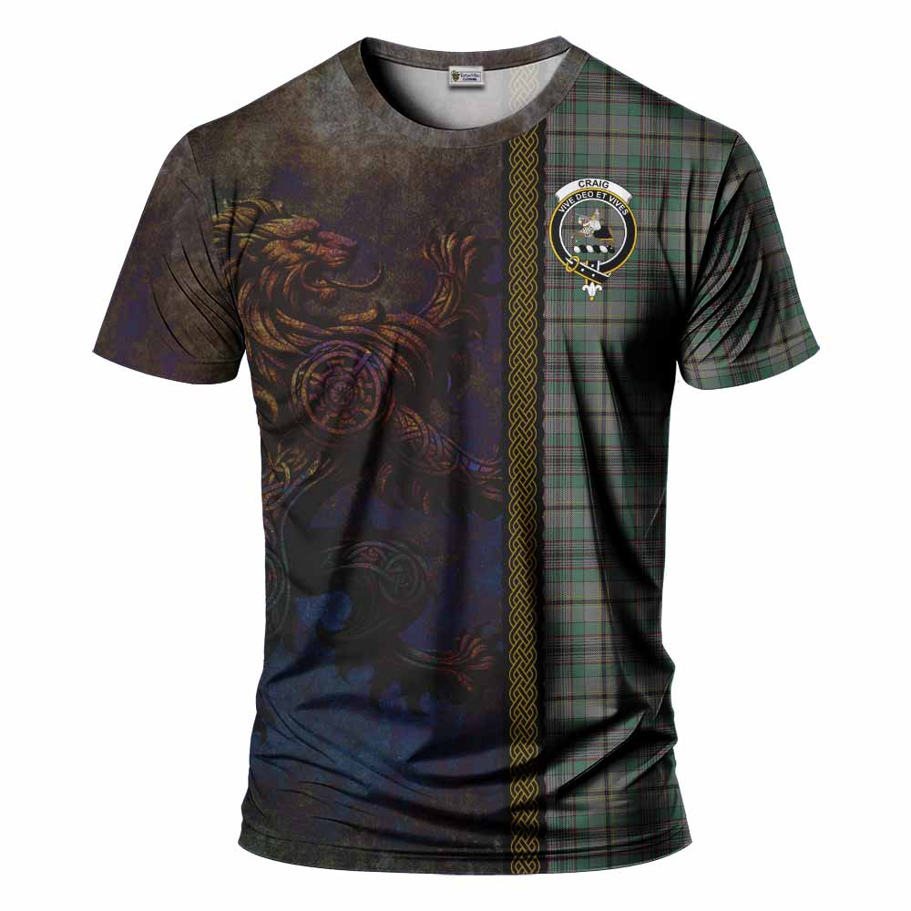 Tartan Vibes Clothing Craig Tartan Family Crest T-Shirt Alba Gu Brath Be Brave Lion Ancient Style