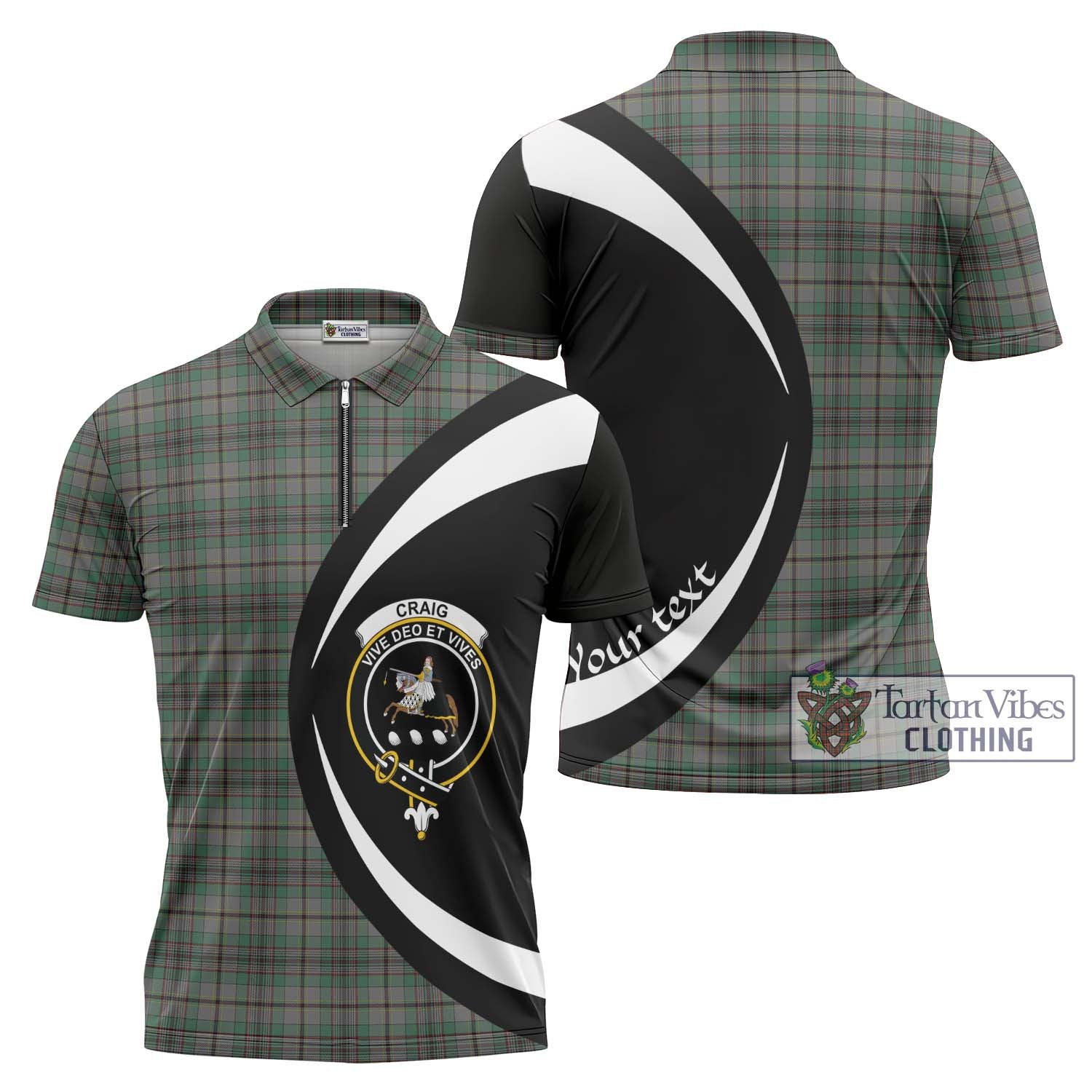 Tartan Vibes Clothing Craig Tartan Zipper Polo Shirt with Family Crest Circle Style