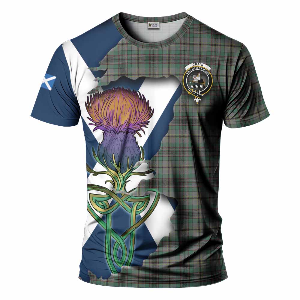 Tartan Vibes Clothing Craig Tartan Family Crest T-Shirt Scottish Thistle Celtic Inspired