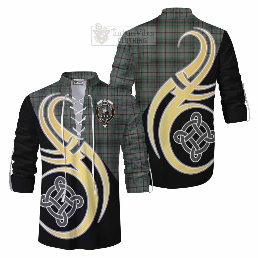 Tartan Vibes Clothing Craig Tartan Ghillie Kilt Shirt with Family Crest and Celtic Symbol Style