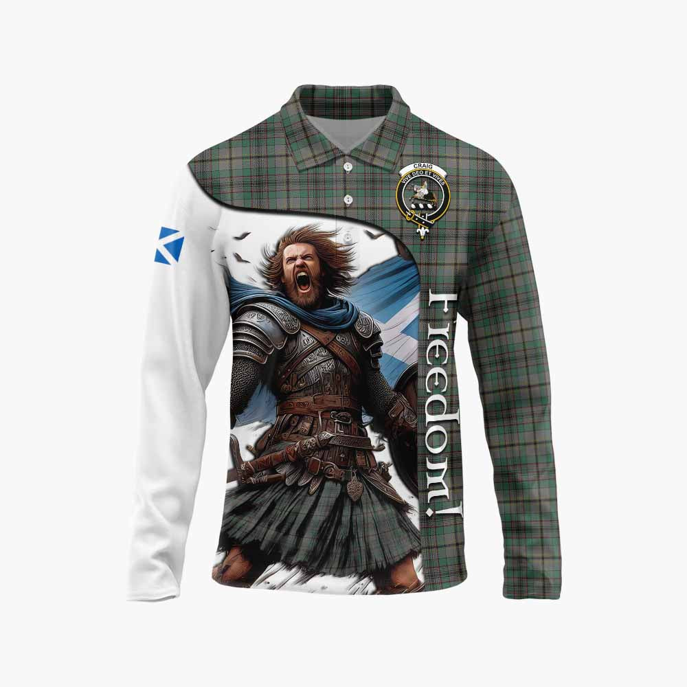 Tartan Vibes Clothing Craig Crest Tartan Long Sleeve Polo Shirt Inspired by the Freedom of Scottish Warrior