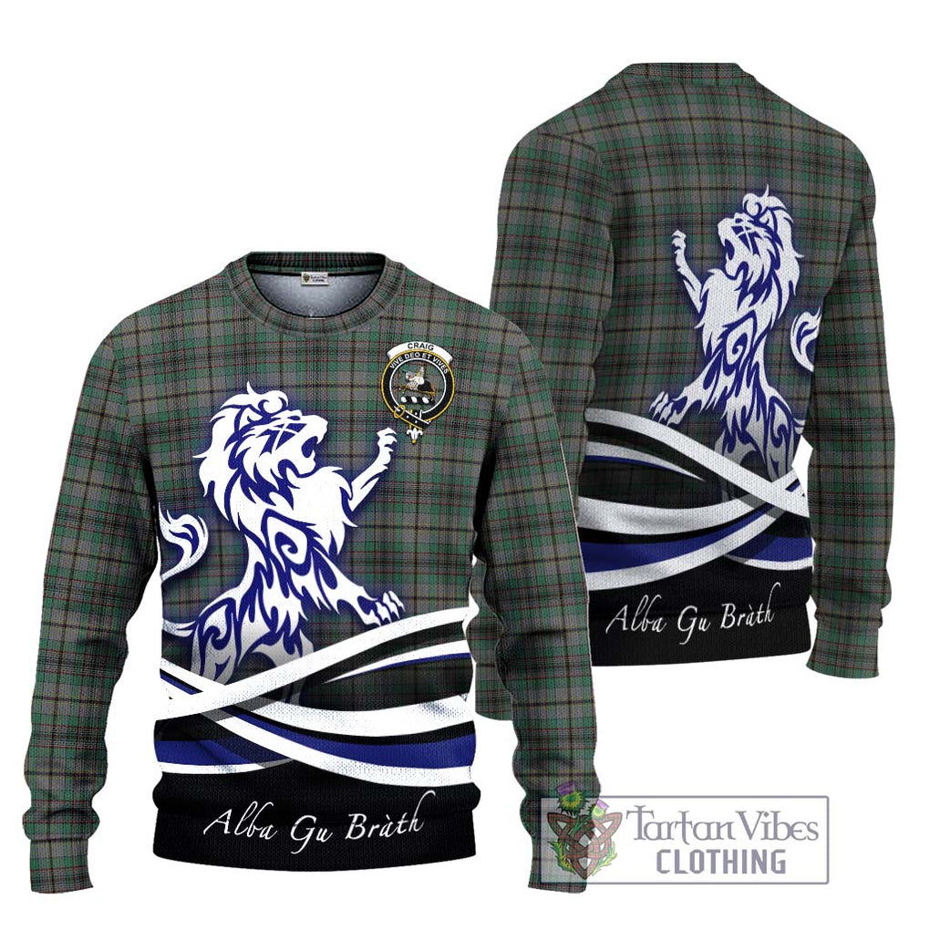 Craig Tartan Knitted Sweater with Alba Gu Brath Regal Lion Emblem Unisex - Tartanvibesclothing Shop