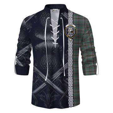Tartan Vibes Clothing Craig Tartan Ghillie Kilt Shirt with Family Crest Cross Sword Thistle Celtic Vibes