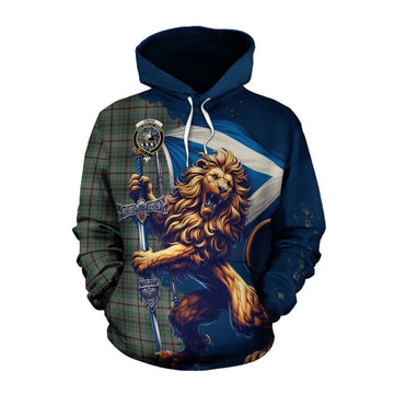 Craig Tartan Family Crest Cotton Hoodie with Scottish Majestic Lion