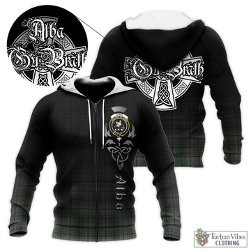 Craig Tartan Knitted Hoodie Featuring Alba Gu Brath Family Crest Celtic Inspired