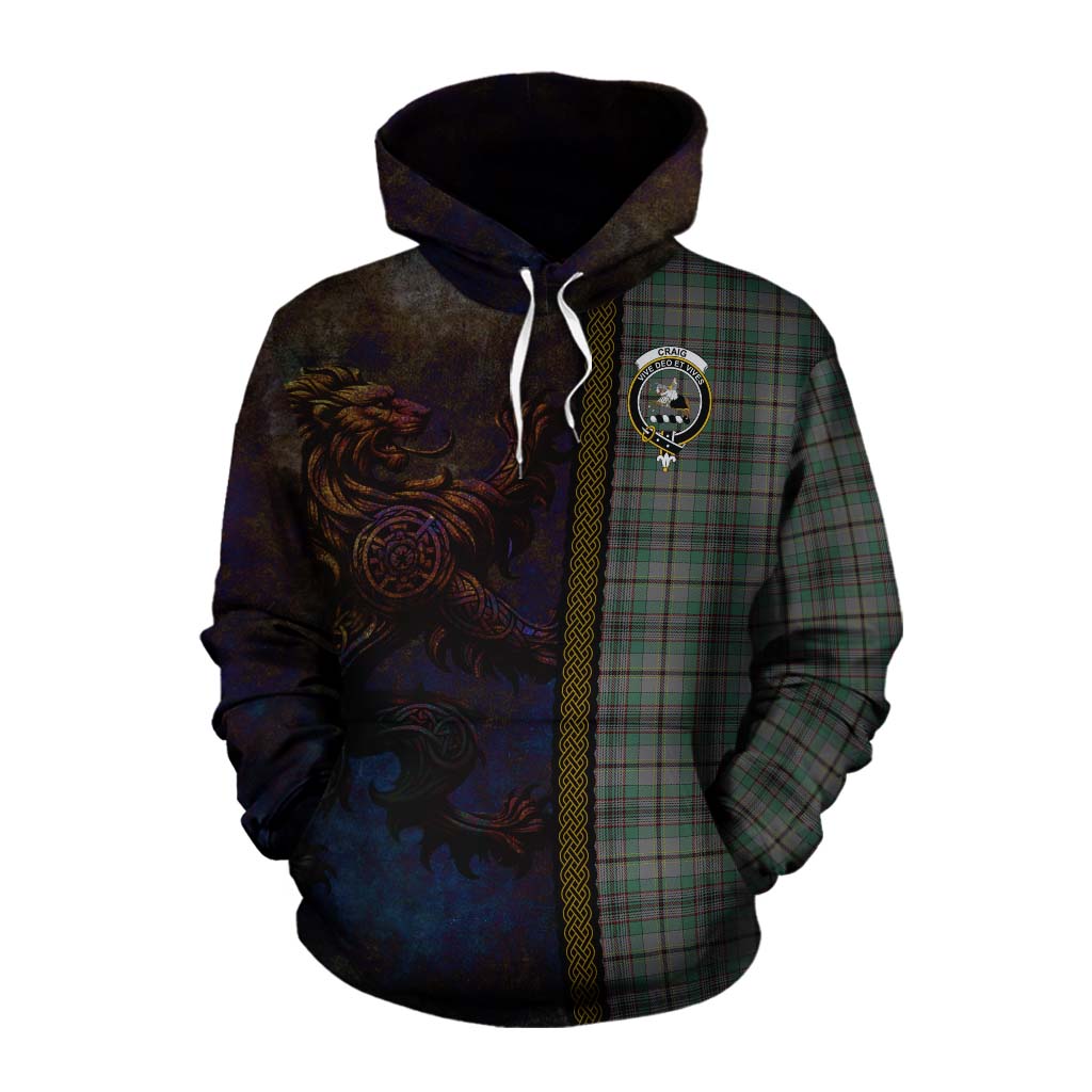 Tartan Vibes Clothing Craig Tartan Family Crest Cotton Hoodie Alba Gu Brath Be Brave Lion Ancient Style