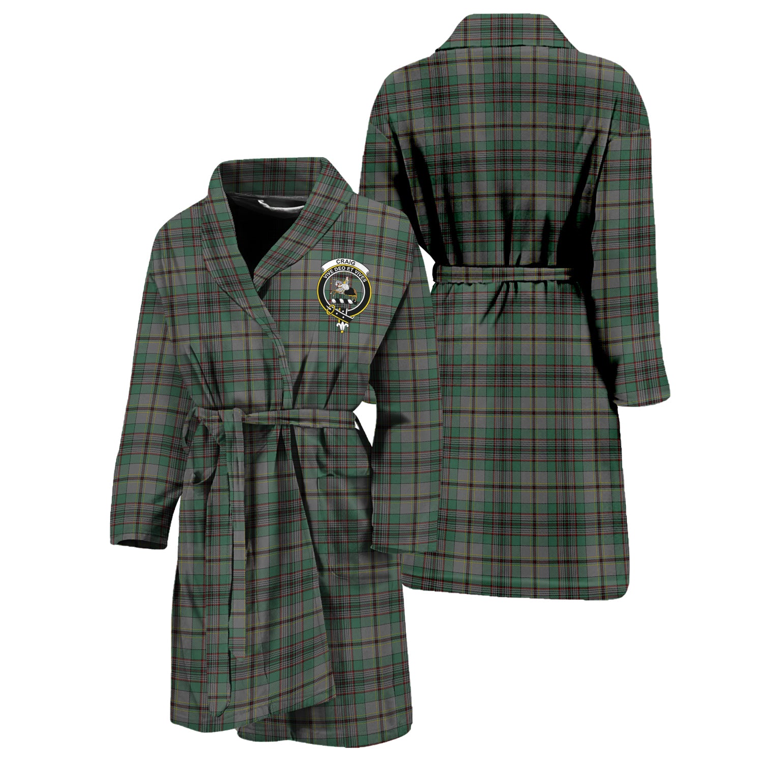 Craig Tartan Bathrobe with Family Crest Unisex S - Tartan Vibes Clothing