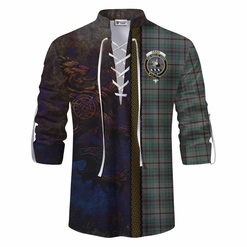 Tartan Vibes Clothing Craig Tartan Family Crest Ghillie Kilt Shirt Alba Gu Brath Be Brave Lion Ancient Style