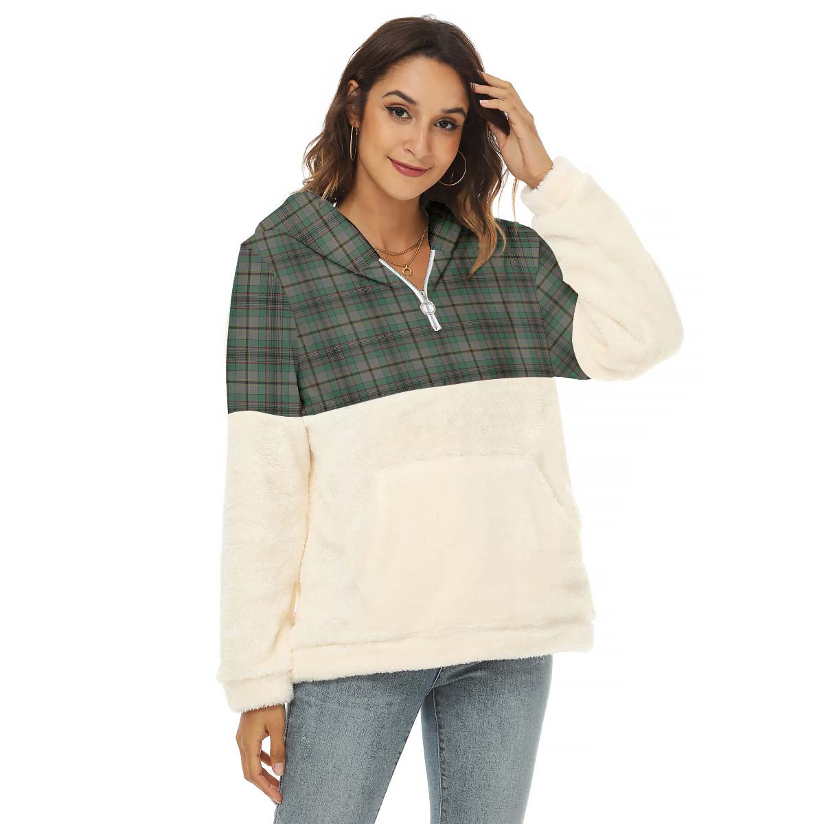 Craig Tartan Women's Borg Fleece Hoodie With Half Zip Female - Tartan Vibes Clothing