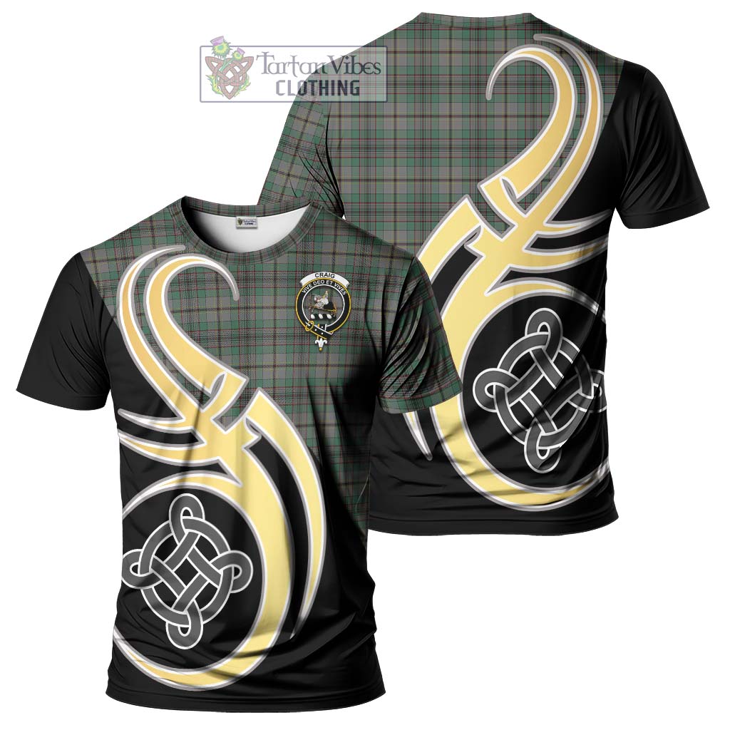 Tartan Vibes Clothing Craig Tartan T-Shirt with Family Crest and Celtic Symbol Style