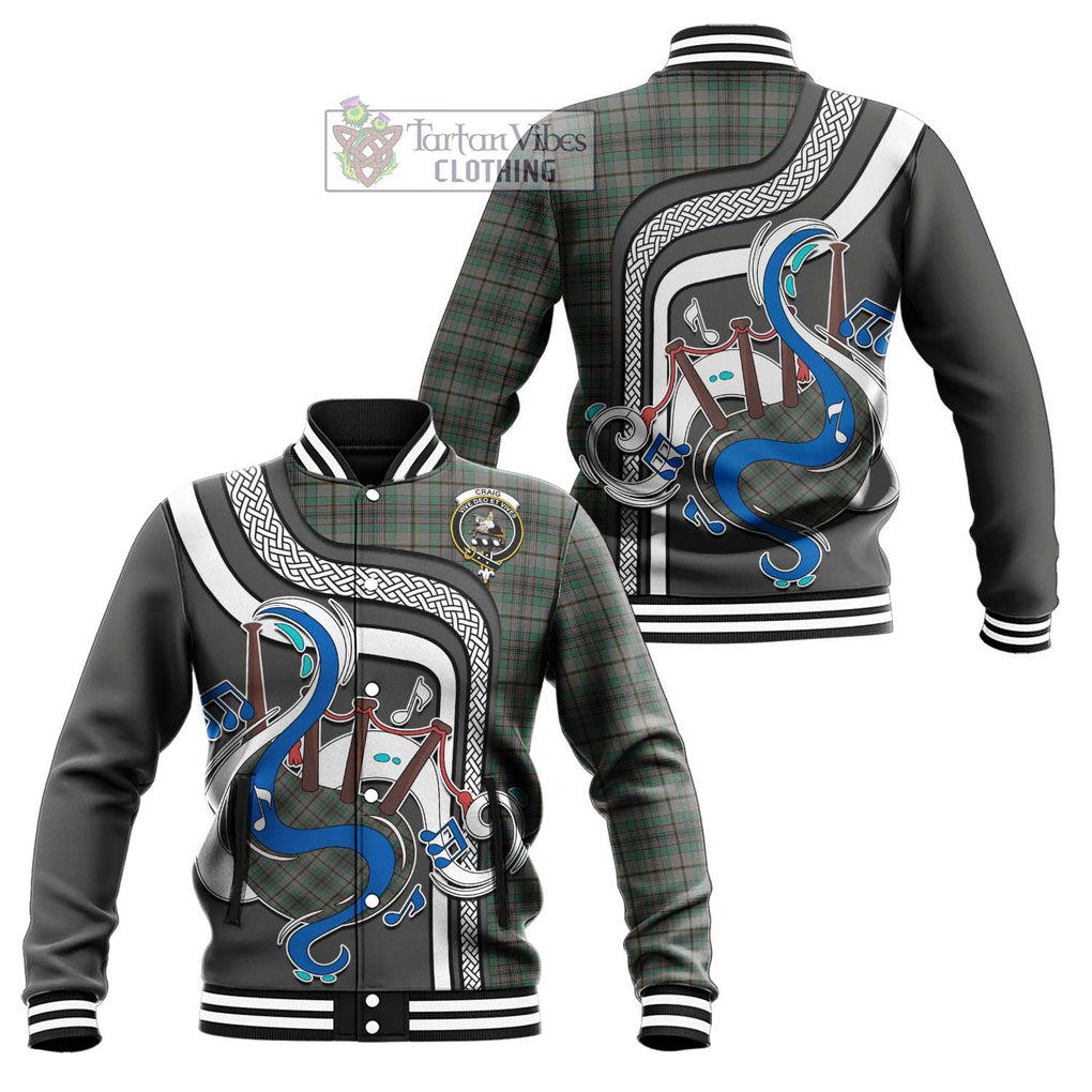 Tartan Vibes Clothing Craig Tartan Baseball Jacket with Epic Bagpipe Style