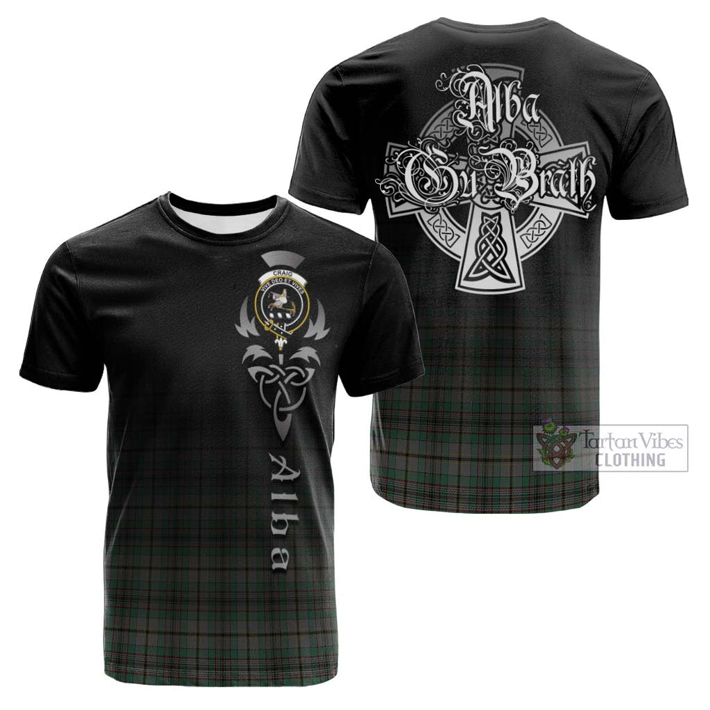 Tartan Vibes Clothing Craig Tartan Cotton T-shirt Featuring Alba Gu Brath Family Crest Celtic Inspired
