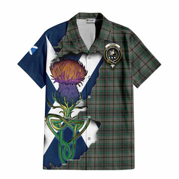 Tartan Vibes Clothing Craig Tartan Family Crest Short Sleeve Button Shirt Scottish Thistle Celtic Inspired