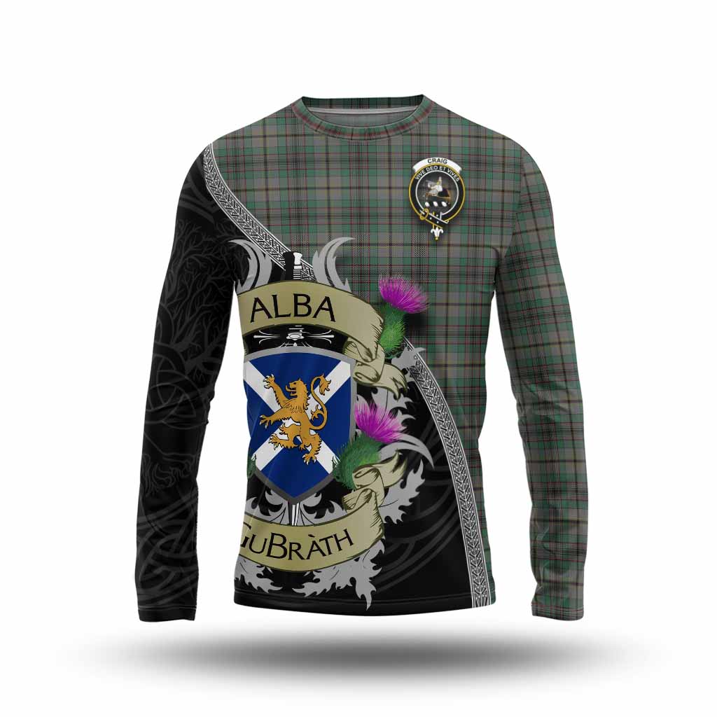 Tartan Vibes Clothing Craig Tartan Family Crest Long Sleeve T-Shirt Lion Rampant Royal Thistle Shield Celtic Inspired
