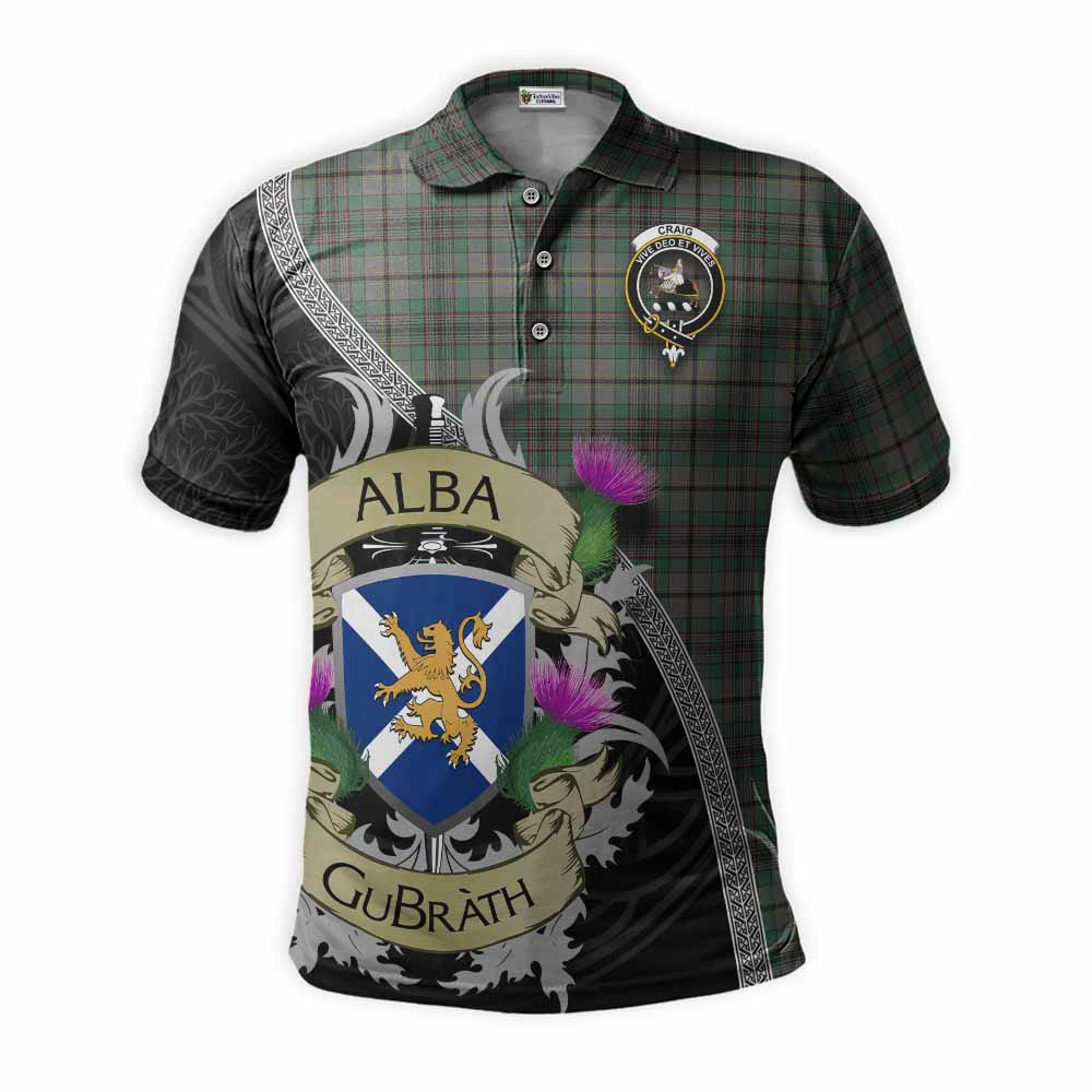 Tartan Vibes Clothing Craig Tartan Family Crest Polo Shirt Lion Rampant Royal Thistle Shield Celtic Inspired