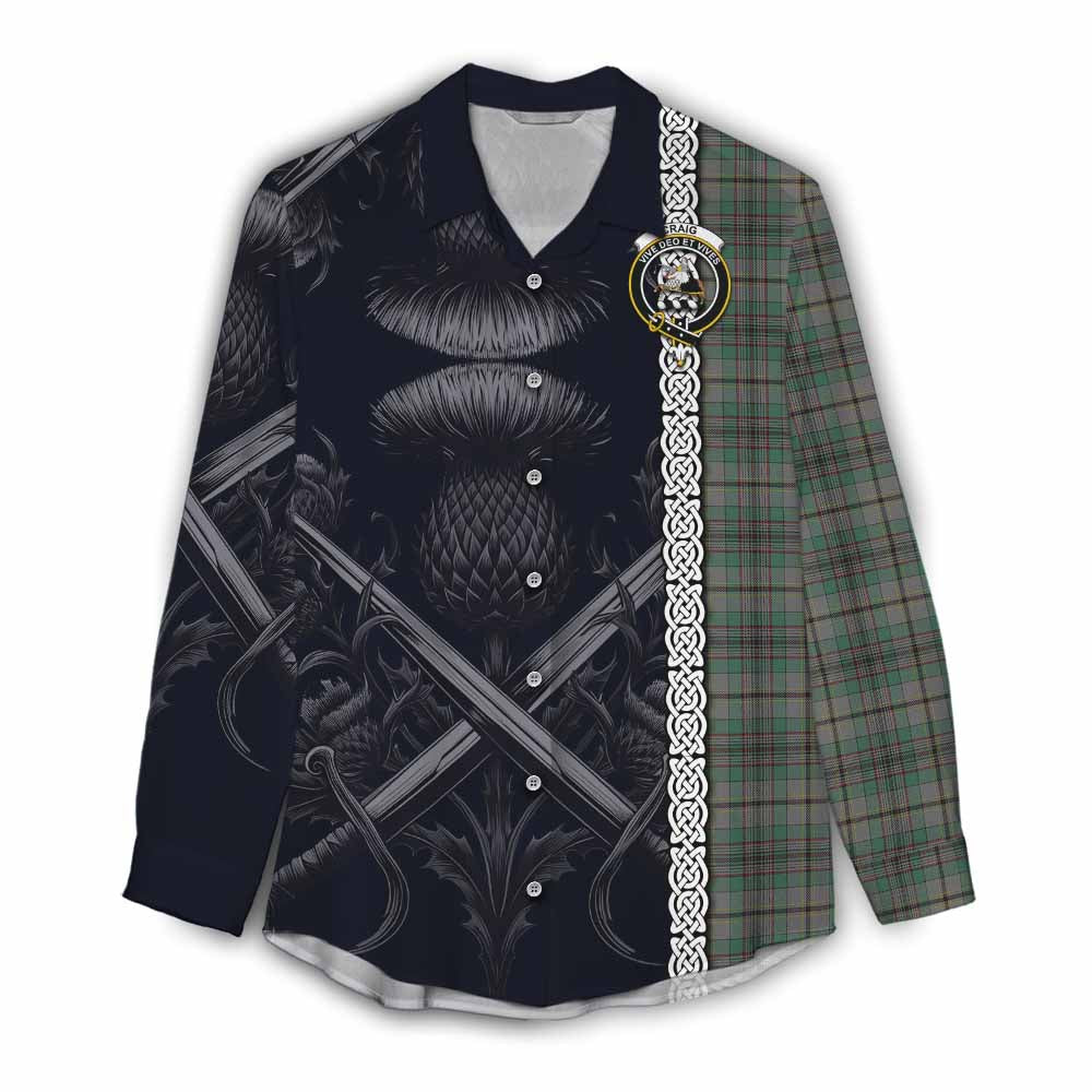 Tartan Vibes Clothing Craig Tartan Women's Casual Shirt with Family Crest Cross Sword Thistle Celtic Vibes