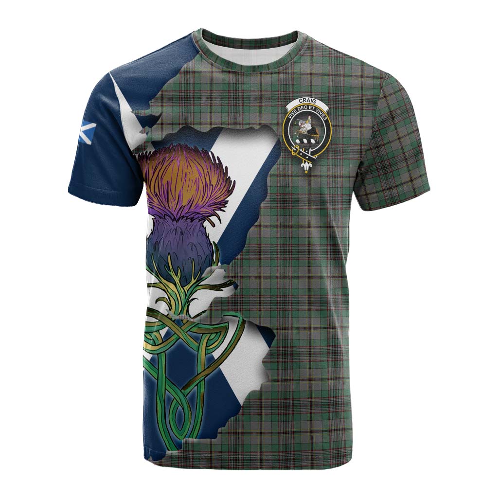 Tartan Vibes Clothing Craig Tartan Family Crest Cotton T-shirt Scottish Thistle Celtic Inspired