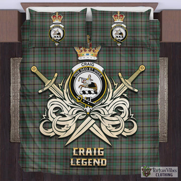 Craig Tartan Bedding Set with Clan Crest and the Golden Sword of Courageous Legacy