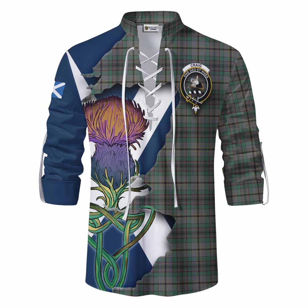 Tartan Vibes Clothing Craig Tartan Family Crest Ghillie Kilt Shirt Scottish Thistle Celtic Inspired
