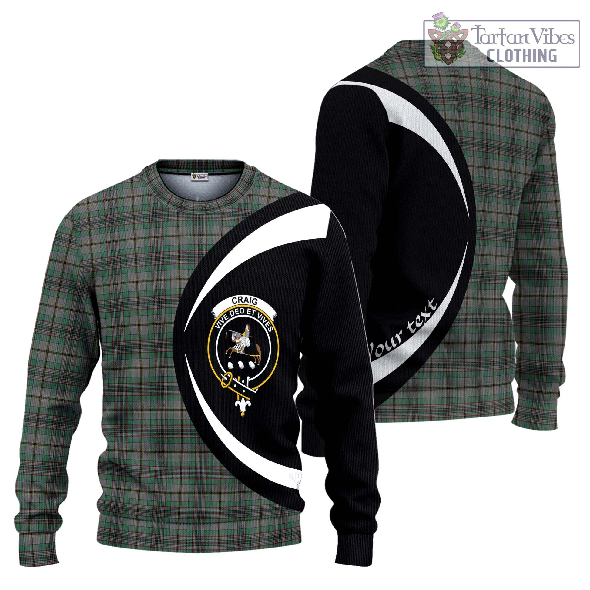 Craig Tartan Ugly Sweater with Family Crest Circle Style Unisex - Tartan Vibes Clothing