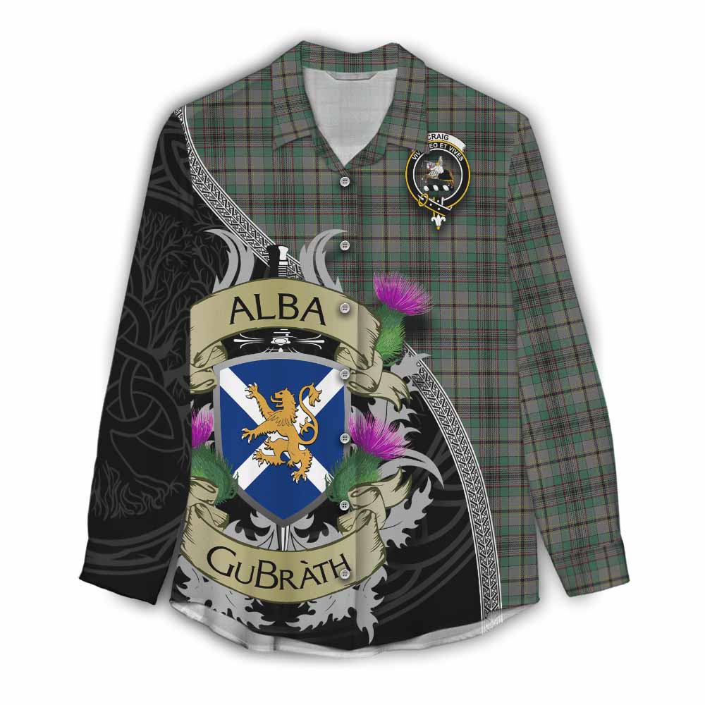 Tartan Vibes Clothing Craig Tartan Family Crest Women's Casual Shirt Lion Rampant Royal Thistle Shield Celtic Inspired