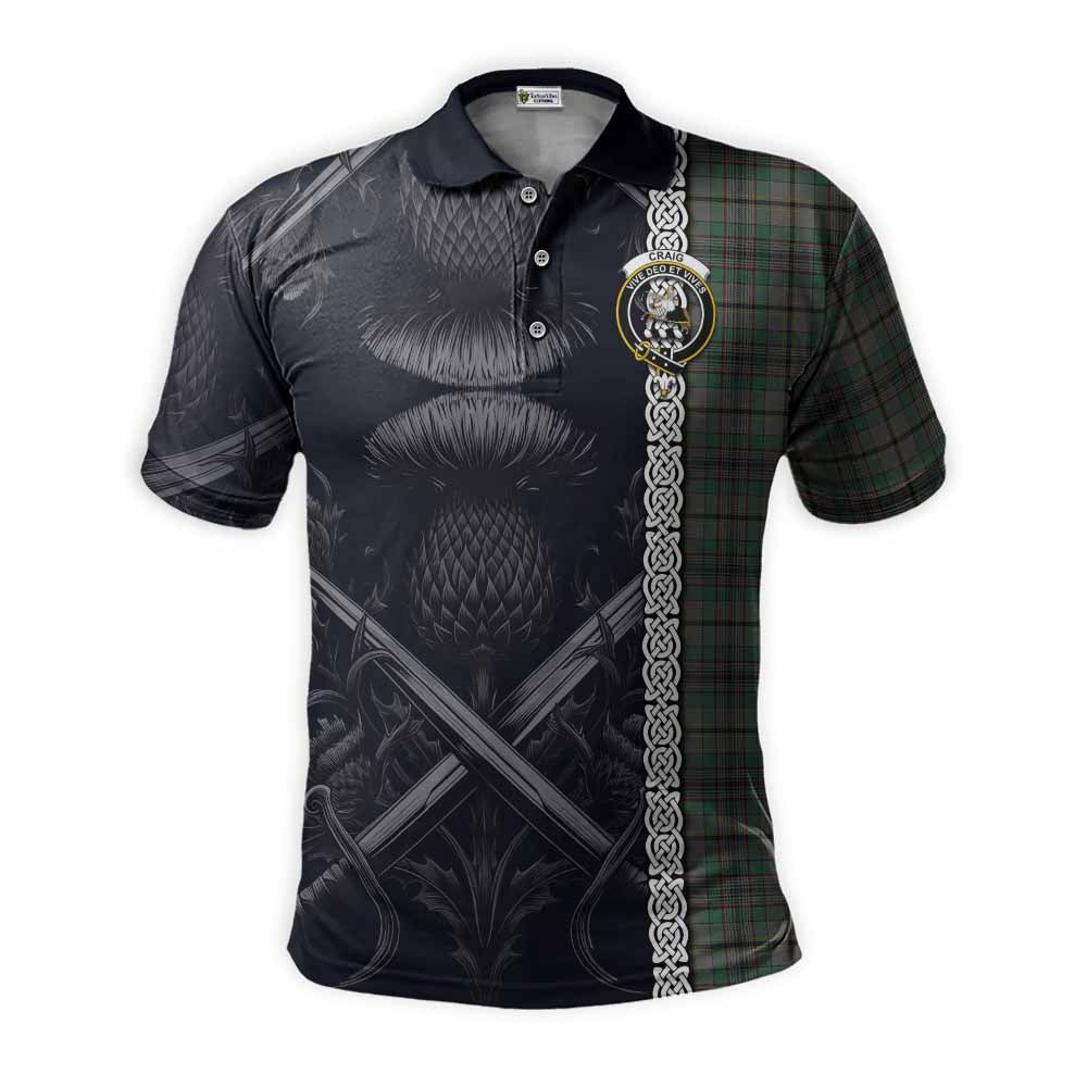 Tartan Vibes Clothing Craig Tartan Polo Shirt with Family Crest Cross Sword Thistle Celtic Vibes