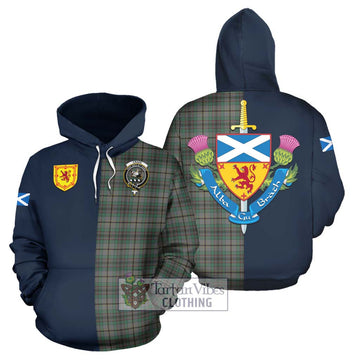 Craig Tartan Hoodie Alba with Scottish Lion Royal Arm Half Style