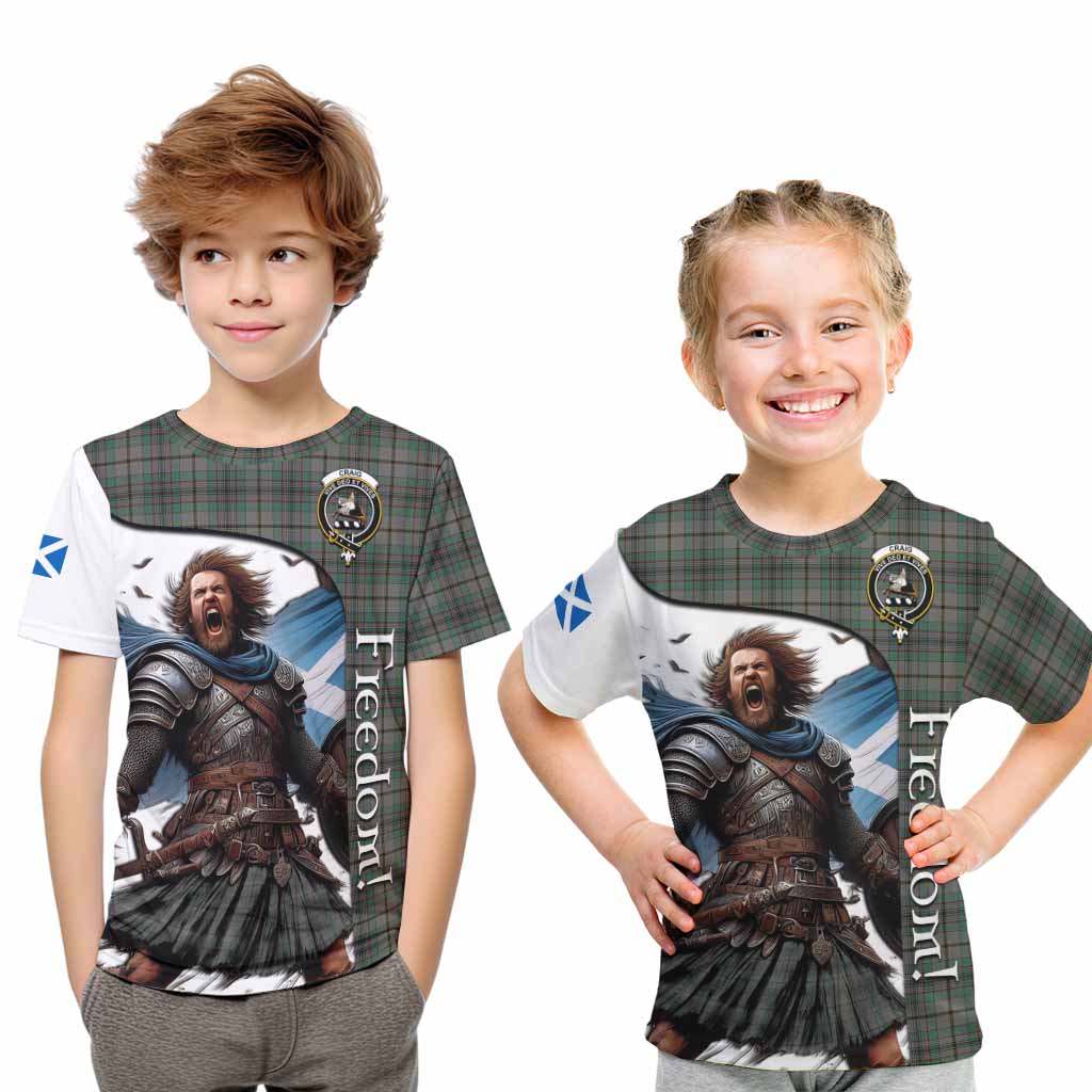 Tartan Vibes Clothing Craig Crest Tartan Kid T-Shirt Inspired by the Freedom of Scottish Warrior